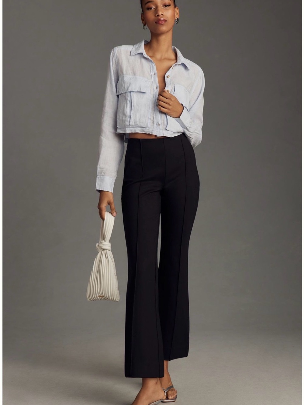 Maeve Black High-Waist Flared Pants